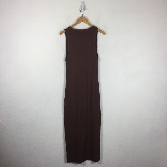 Anthropologie Daily Practice Brown Ribbed V Neck Sleeveless Knit Maxi Dress XS - Picture 13 of 14